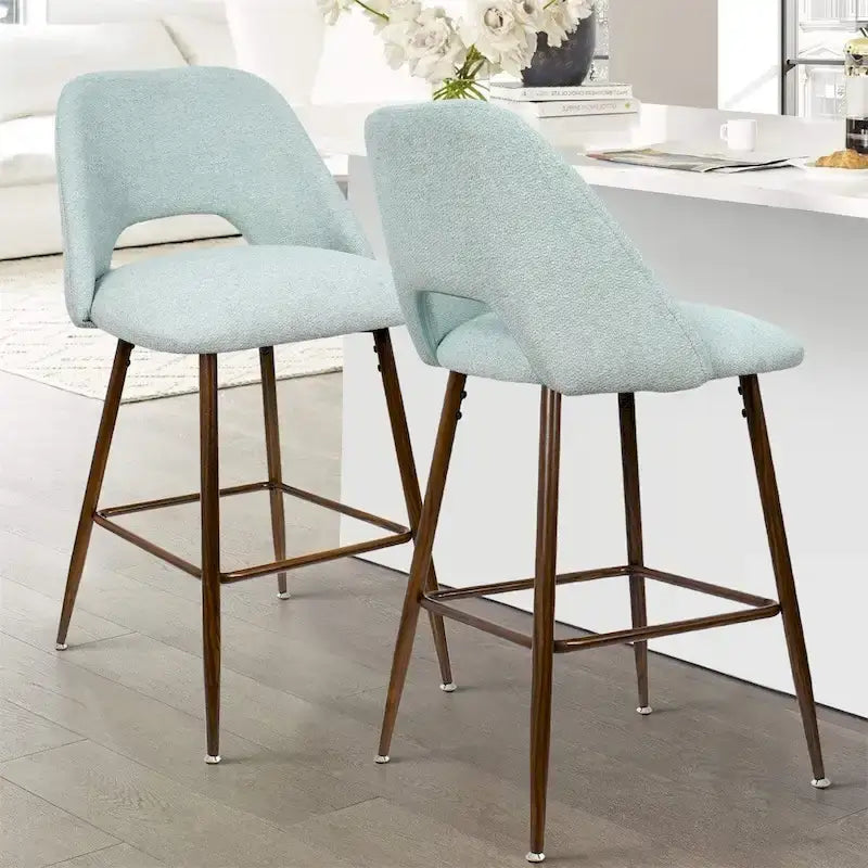 Tabouret de bar moderne rembourré, pieds en noyer (lot de 2)