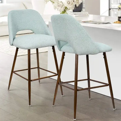 Tabouret de bar moderne rembourré, pieds en noyer (lot de 2)