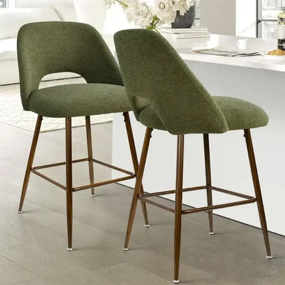 Tabouret de bar moderne rembourré, pieds en noyer (lot de 2)