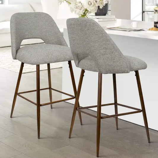 Upholstered Modern Bar Stool Walnut Leg (Set of 2)