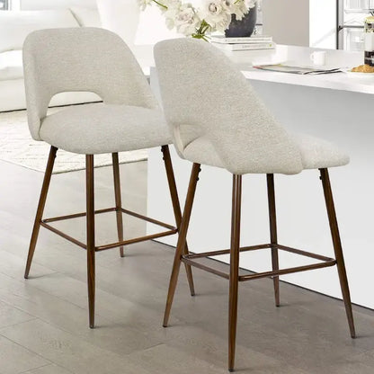 Tabouret de bar moderne rembourré, pieds en noyer (lot de 2)