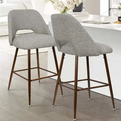 Tabouret de bar moderne rembourré, pieds en noyer (lot de 2)