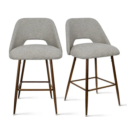 Tabouret de bar moderne rembourré, pieds en noyer (lot de 2)