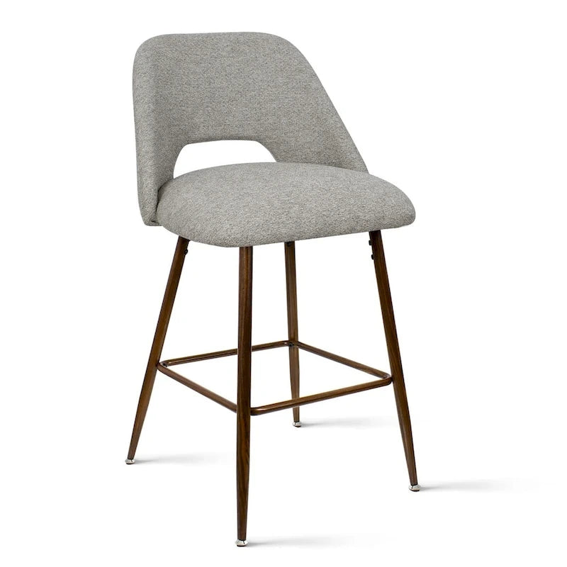 Tabouret de bar moderne rembourré, pieds en noyer (lot de 2)