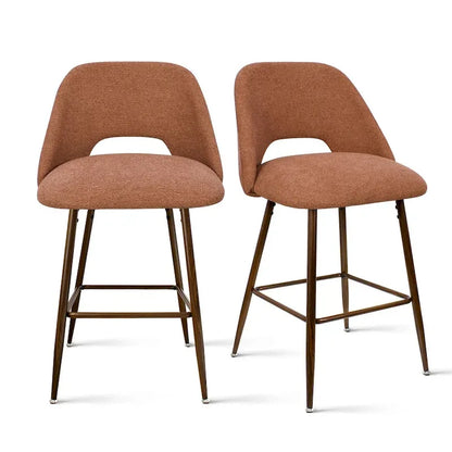 Tabouret de bar moderne rembourré, pieds en noyer (lot de 2)
