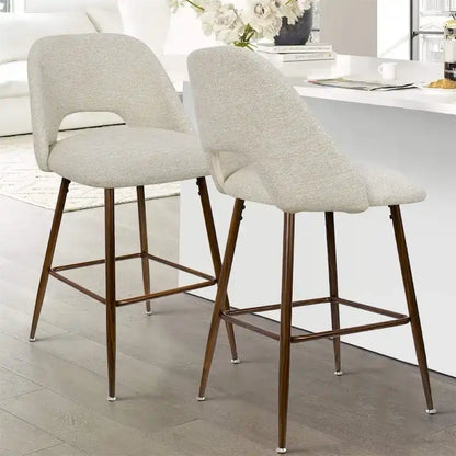 Tabouret de bar moderne rembourré, pieds en noyer (lot de 2)