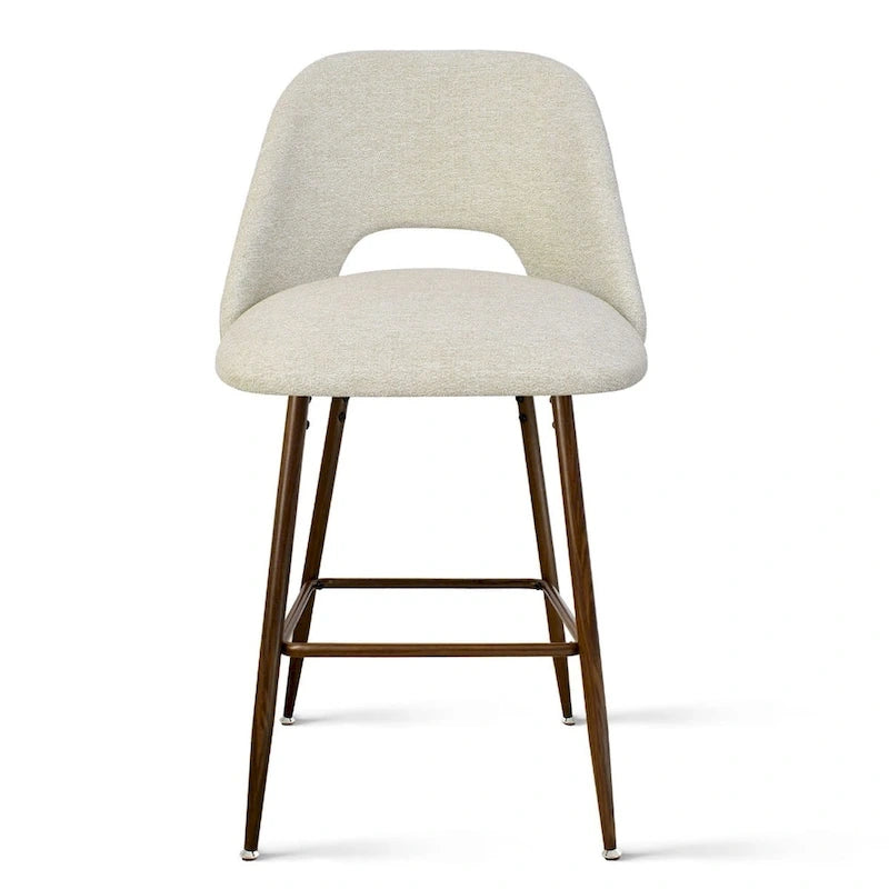 Tabouret de bar moderne rembourré, pieds en noyer (lot de 2)