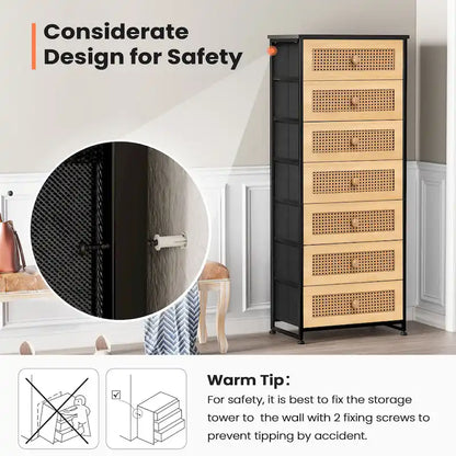 Commode à 7 tiroirs, tour de rangement pour chambre à coucher