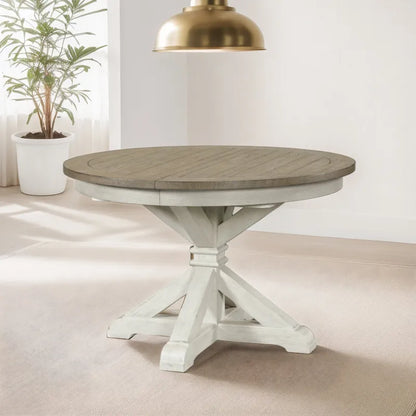 Ensemble de salle à manger 5 pièces Roundhill Furniture Harola, table ronde à pied central avec rallonge de 18 pouces, 4 chaises d'appoint