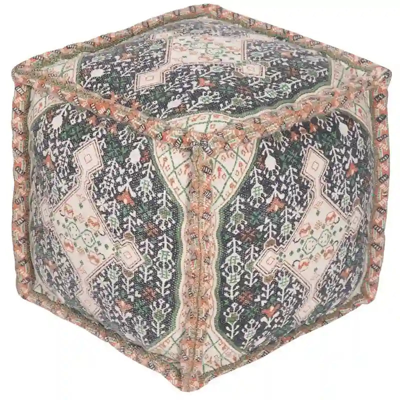 HERAT ORIENTAL Handmade Indo Cotton Pouf (India) - 16 x 16 x 16