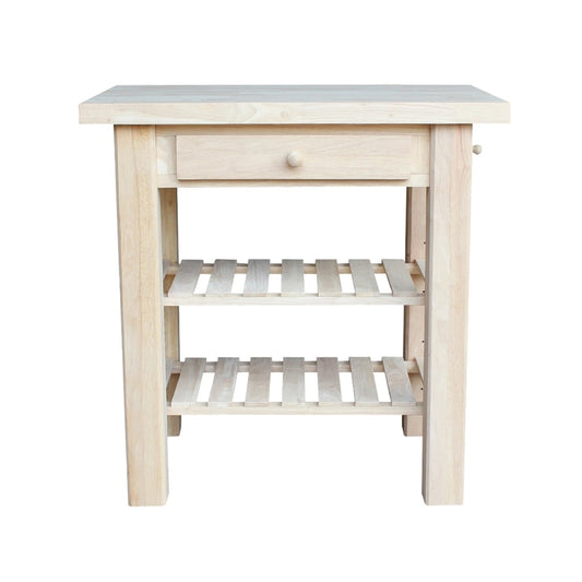 The Gray Barn Heavenly Winds Unfinished Solid Parawood Kitchen Island