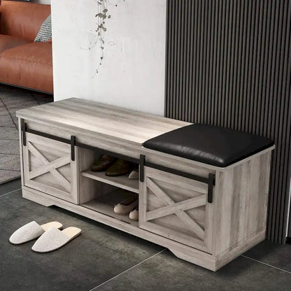 Banc d'entrée de style ferme avec coussin - 119 cm