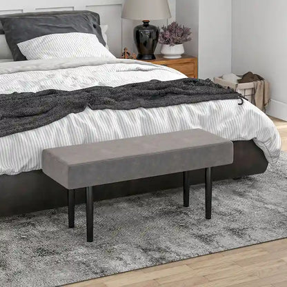 Banc de lit HOMCOM 39, banc d'entrée rembourré avec pieds en acier, banc de chambre, gris