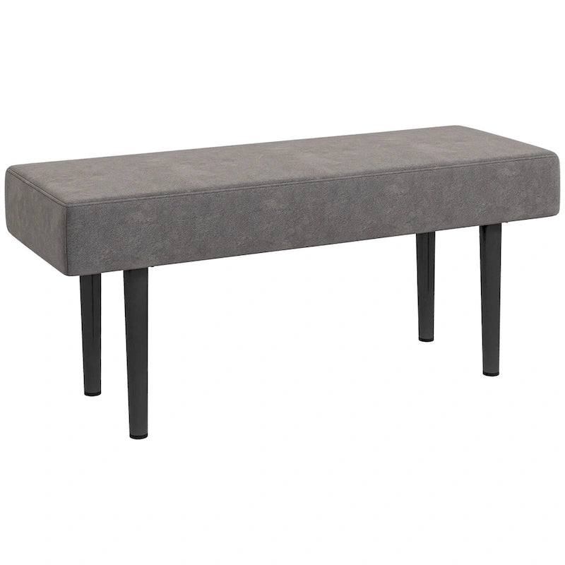 Banc de lit HOMCOM 39, banc d'entrée rembourré avec pieds en acier, banc de chambre, gris