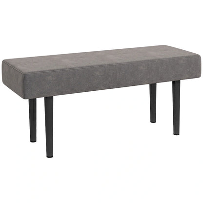 Banc de lit HOMCOM 39, banc d'entrée rembourré avec pieds en acier, banc de chambre, gris
