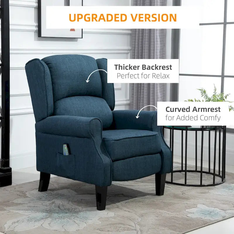 Fauteuil de massage vibrant et chauffant HOMCOM à dossier inclinable, canapé d'appoint rembourré avec télécommande et fonction massage.