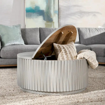Table basse ronde Maya de Classic Home - 45,7 cm (H) x 101,6 cm (L) x 101,6 cm (P)