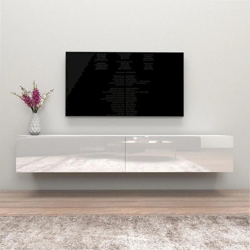 Meuble TV mural flottant Berno 71 po, finition brillante moderne