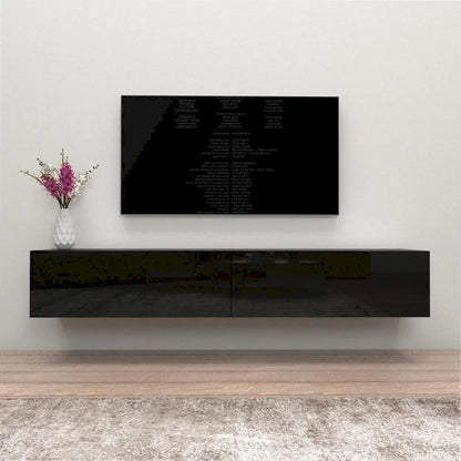 Meuble TV mural flottant Berno 71 po, finition brillante moderne