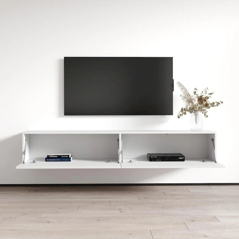 Meuble TV mural flottant Berno 71 po, finition brillante moderne