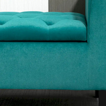 HOMCOM Banc coffre ottoman capitonné, banc de lit rembourré avec accoudoirs roulés pour chambre, salon ou couloir