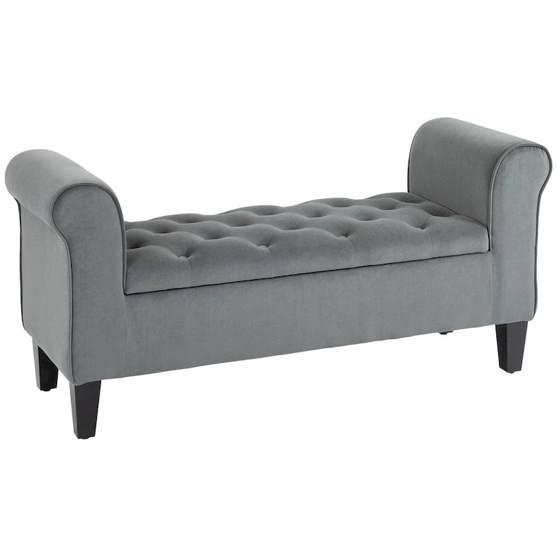 HOMCOM Banc coffre ottoman capitonné, banc de lit rembourré avec accoudoirs roulés pour chambre, salon ou couloir