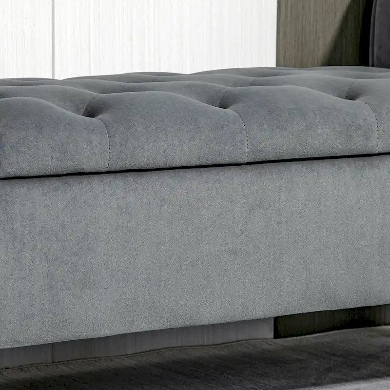 HOMCOM Banc coffre ottoman capitonné, banc de lit rembourré avec accoudoirs roulés pour chambre, salon ou couloir