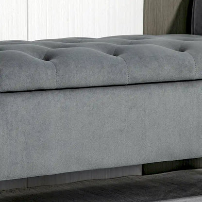 HOMCOM Banc coffre ottoman capitonné, banc de lit rembourré avec accoudoirs roulés pour chambre, salon ou couloir