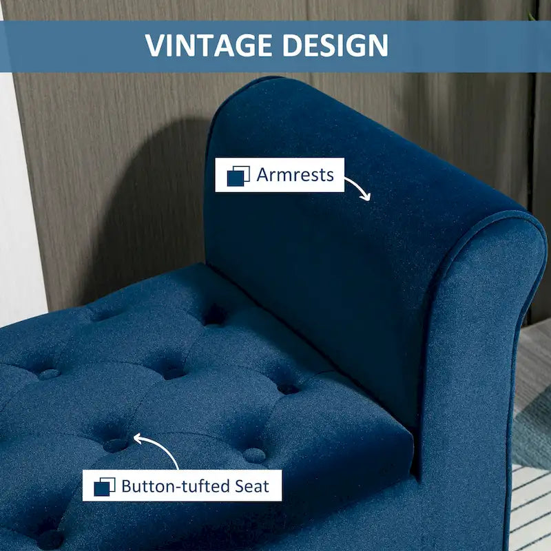 HOMCOM Banc coffre ottoman capitonné, banc de lit rembourré avec accoudoirs roulés pour chambre, salon ou couloir