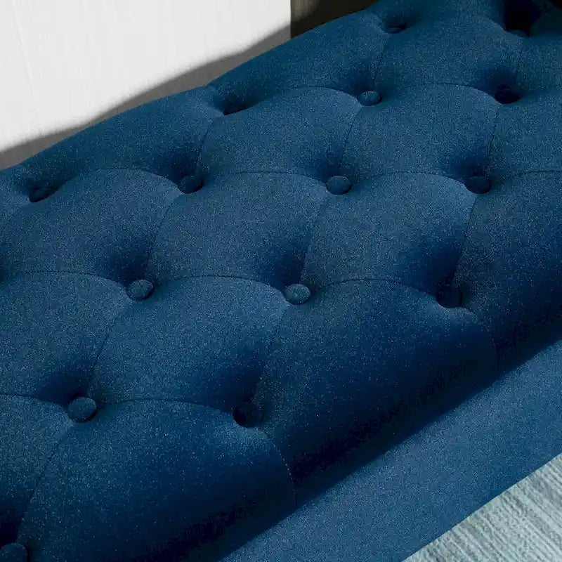 HOMCOM Banc coffre ottoman capitonné, banc de lit rembourré avec accoudoirs roulés pour chambre, salon ou couloir