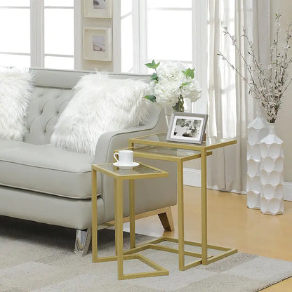 Ensemble de tables gigognes Addison de Carolina Living - Plateau en verre - Piètement chromé