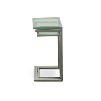 Ensemble de tables gigognes Addison de Carolina Living - Plateau en verre - Piètement chromé