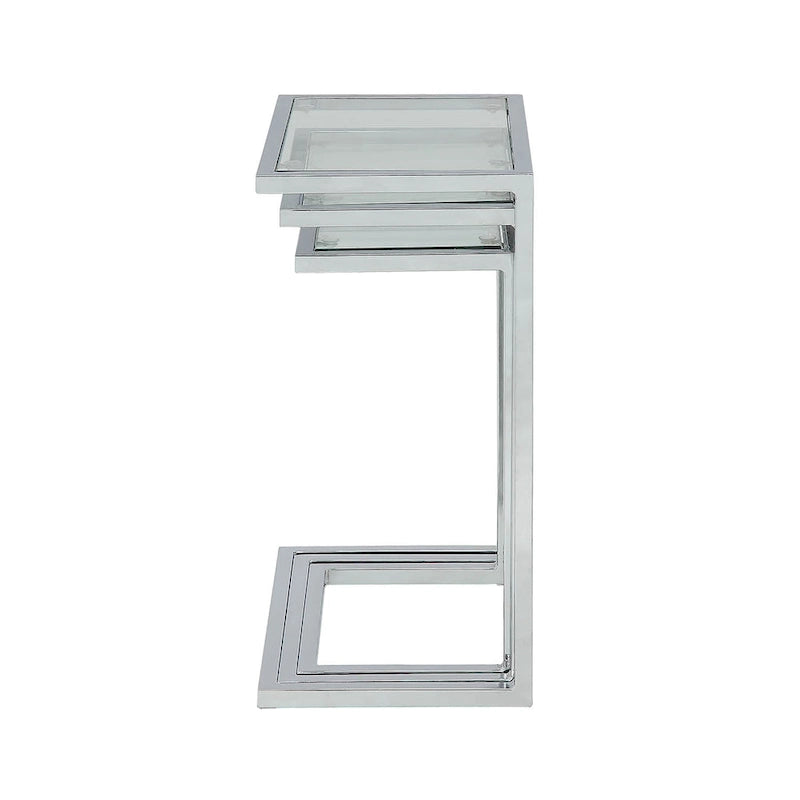 Ensemble de tables gigognes Addison de Carolina Living - Plateau en verre - Piètement chromé