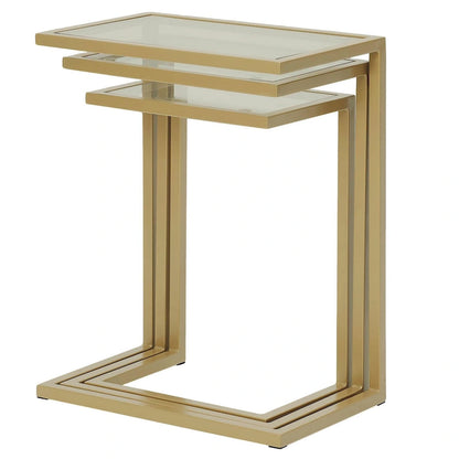Ensemble de tables gigognes Addison de Carolina Living - Plateau en verre - Piètement chromé