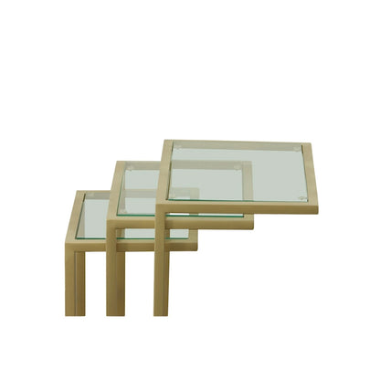 Ensemble de tables gigognes Addison de Carolina Living - Plateau en verre - Piètement chromé