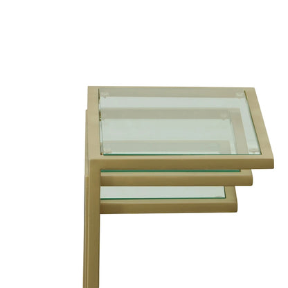 Ensemble de tables gigognes Addison de Carolina Living - Plateau en verre - Piètement chromé