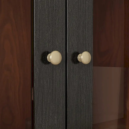 Buffet avec porte en verre acrylique et meuble de rangement en bois et métal