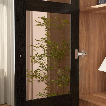 Buffet avec porte en verre acrylique et meuble de rangement en bois et métal