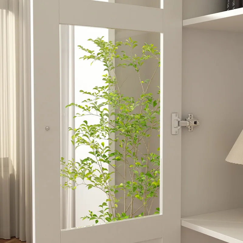 Buffet avec porte en verre acrylique et meuble de rangement en bois et métal