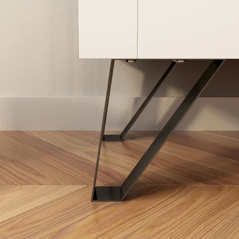 Buffet avec porte en verre acrylique et meuble de rangement en bois et métal