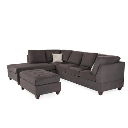 Ensemble canapé d'angle 3 pièces en tissu Poundex avec pouf