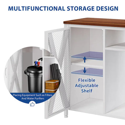 Meuble pour aquarium Moasis avec prises électriques et éclairage RGB 7 couleurs, meuble de rangement intégré