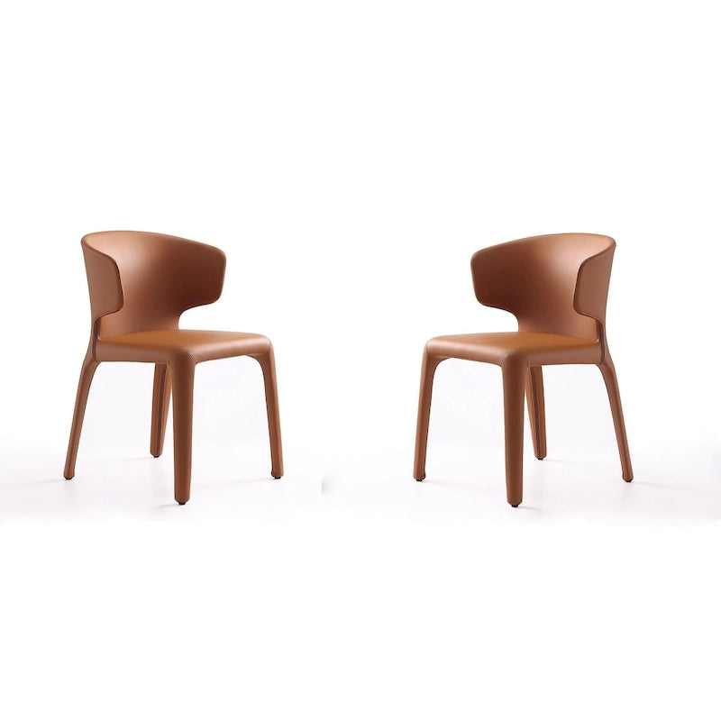 Chaise de salle à manger Conrad en similicuir crème (lot de 2)
