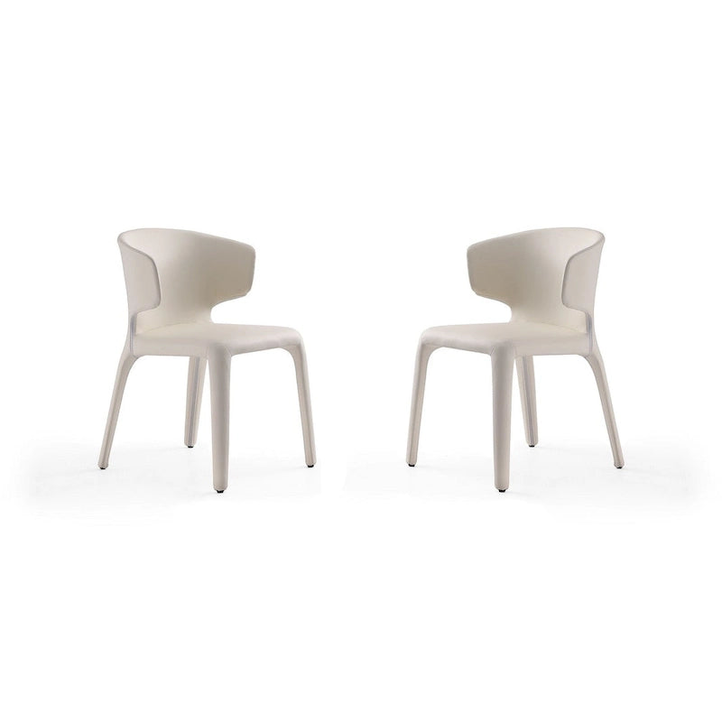 Chaise de salle à manger Conrad en similicuir crème (lot de 2)