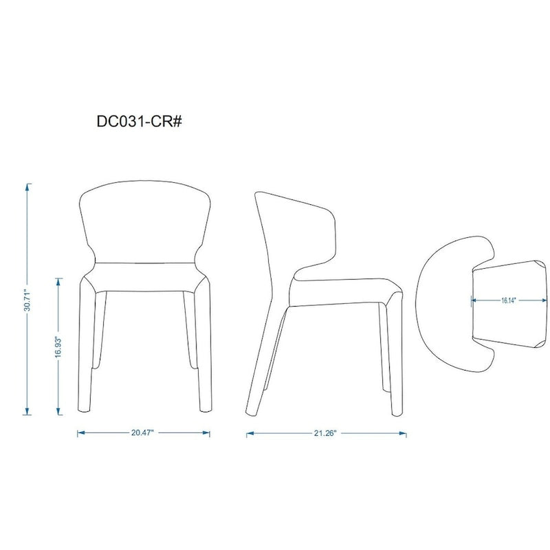 Chaise de salle à manger Conrad en similicuir crème (lot de 2)
