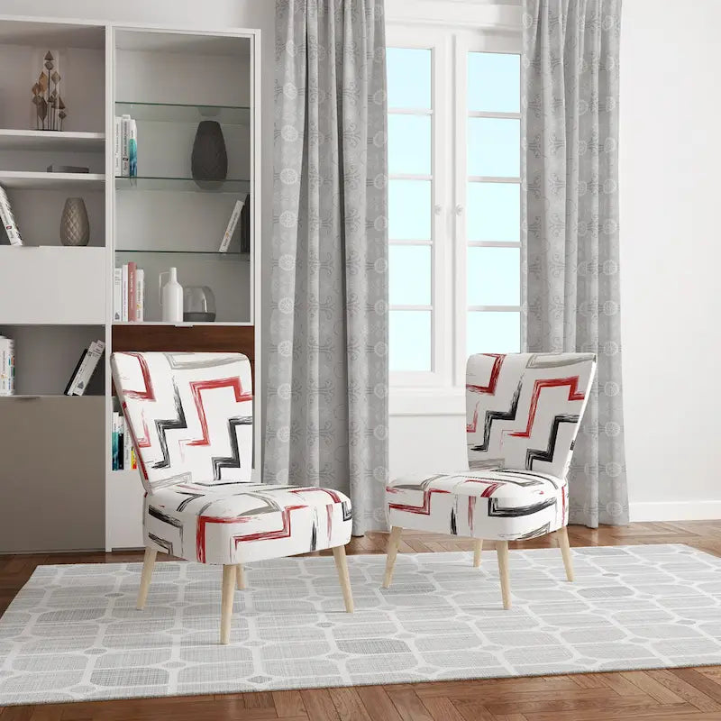 Fauteuil d'appoint et fauteuil rembourrés à motifs géométriques tendance multicolores de Designart