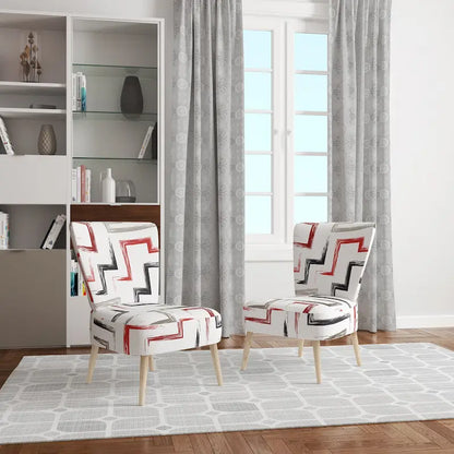 Fauteuil d'appoint et fauteuil rembourrés à motifs géométriques tendance multicolores de Designart
