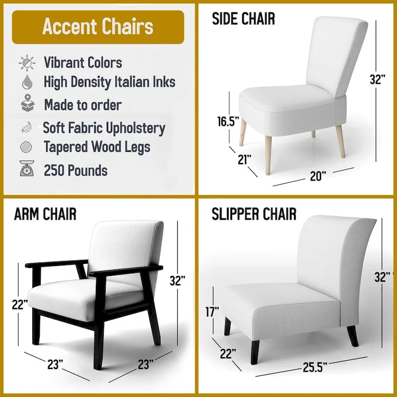 Fauteuil d'appoint et fauteuil rembourrés à motifs géométriques tendance multicolores de Designart