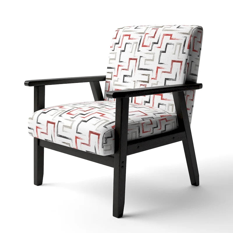 Fauteuil d'appoint et fauteuil rembourrés à motifs géométriques tendance multicolores de Designart
