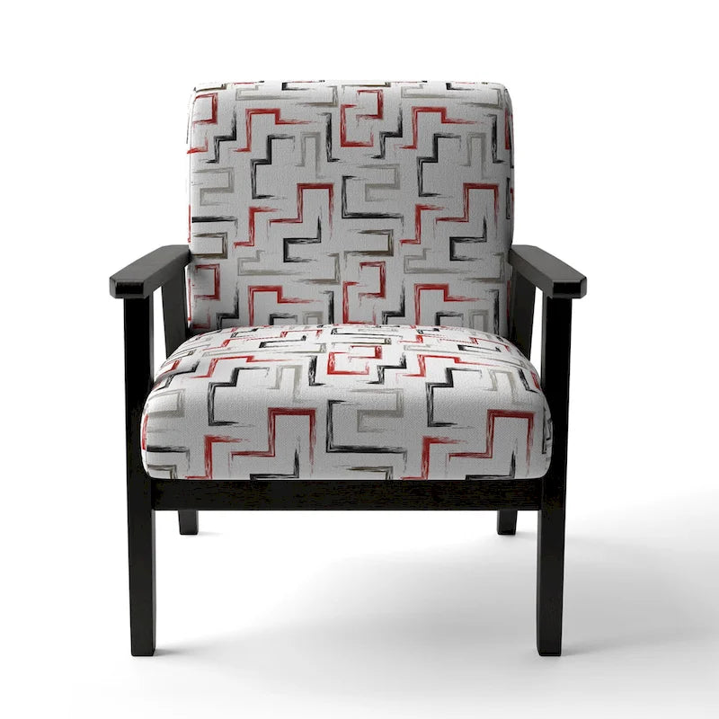 Fauteuil d'appoint et fauteuil rembourrés à motifs géométriques tendance multicolores de Designart
